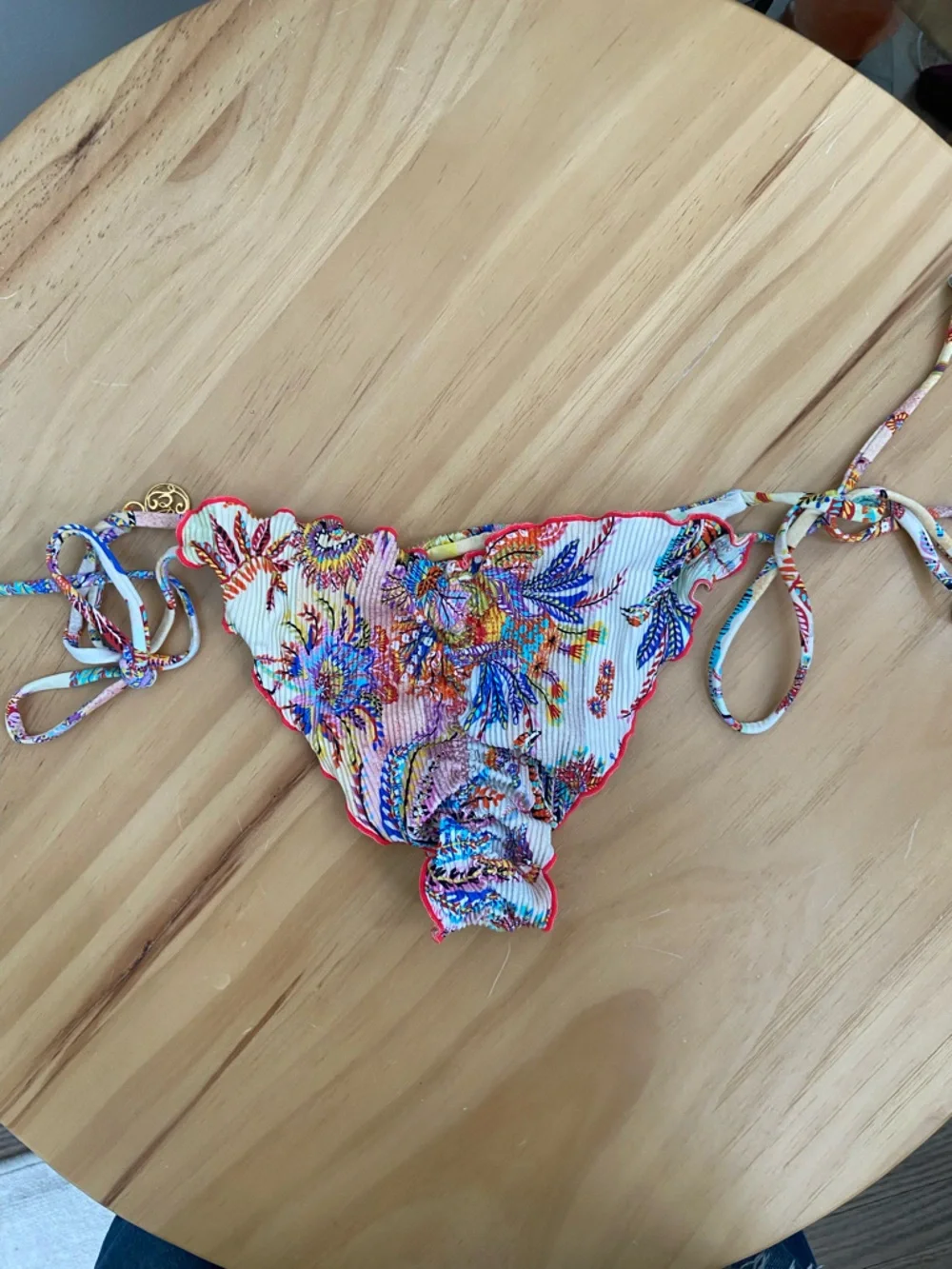 Luli Fama Multicolor Floral Ruffle Triangle Bikini